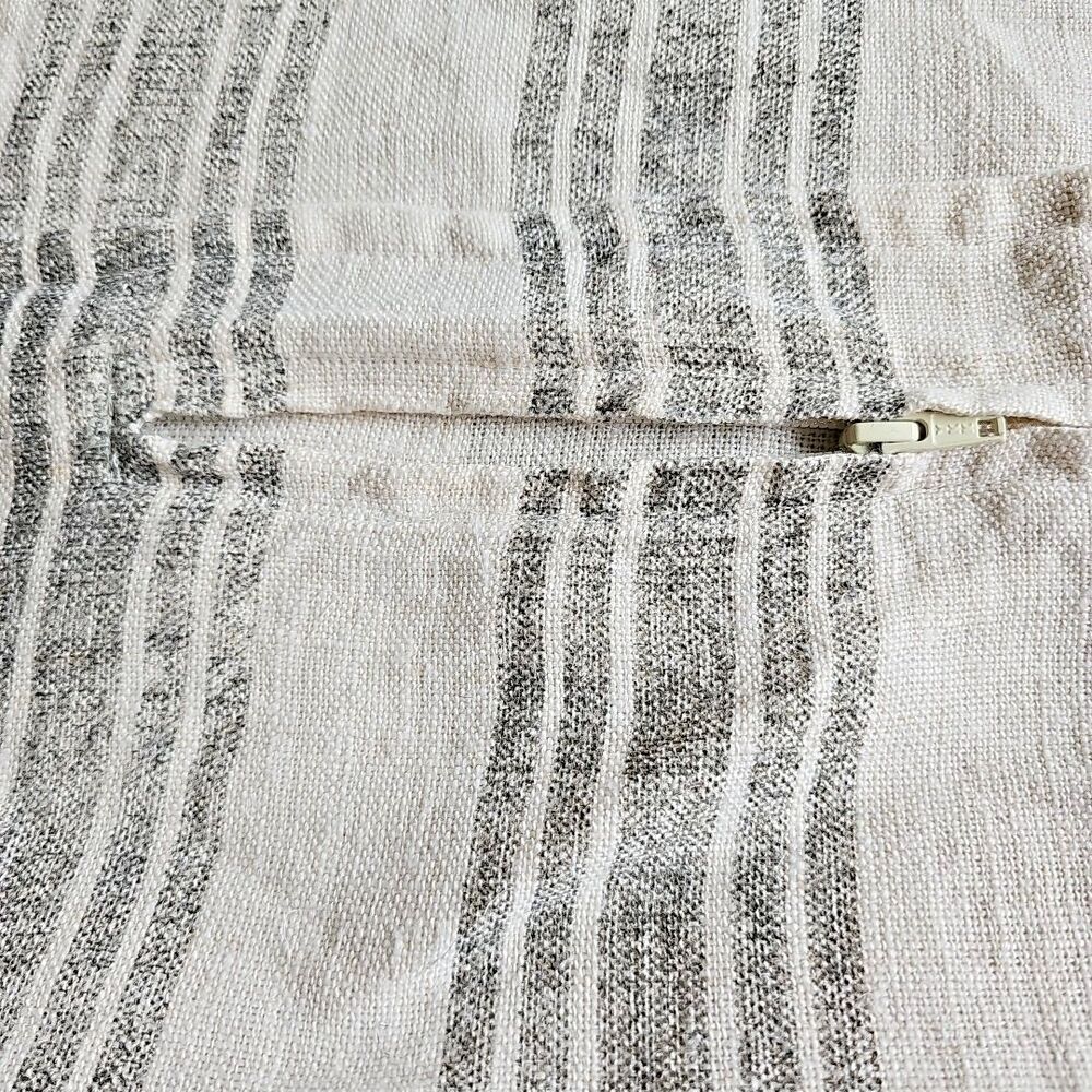 Arhaus 100% Linen Pillow Covers lot 6 Black White Stripe Boho Coastal Farmhouse - Picture 6 of 11